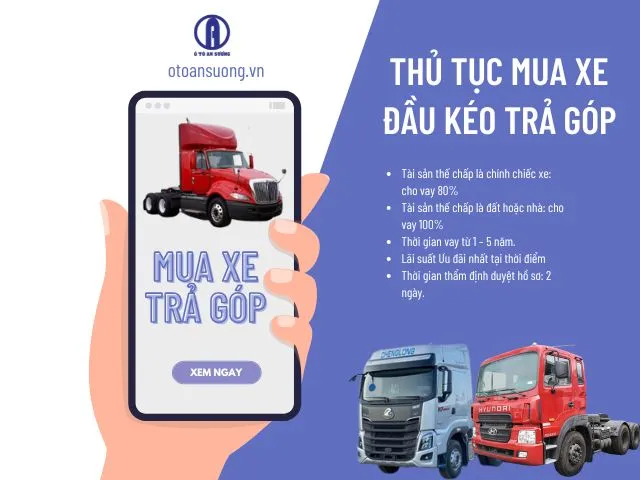 Nhân viên tư vấn hỗ trợ khách hàng thực hiện thủ tục vay vốn mua xe đầu kéo tại showroom