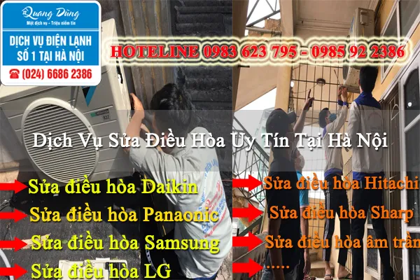 Hình ảnh kỹ thuật viên đang sửa chữa điều hòa trực tiếp tại công trường