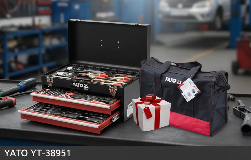 Cận cảnh thùng đựng bộ đồ nghề sửa chữa đa năng 80 món Yato YT-38951 với thiết kế 3 ngăn chuyên nghiệp