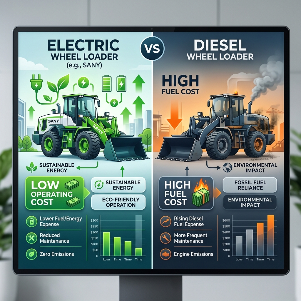 So sánh chi phí xúc lật điện và diesel Sany