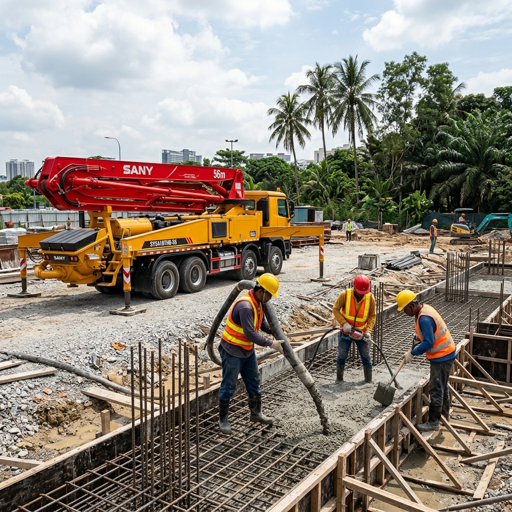 Xe bơm cần Sany tầm với 56m