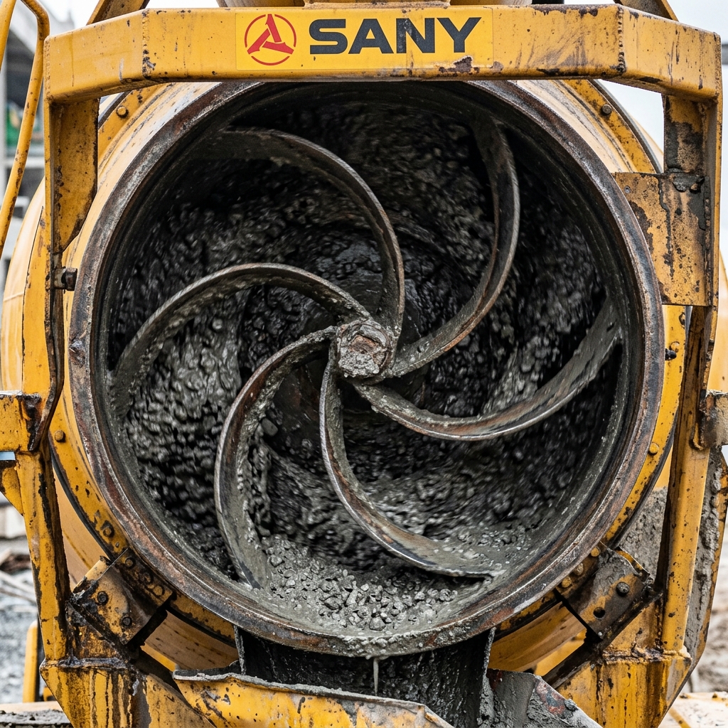 Dàn xe bồn trộn Sany tại công trường