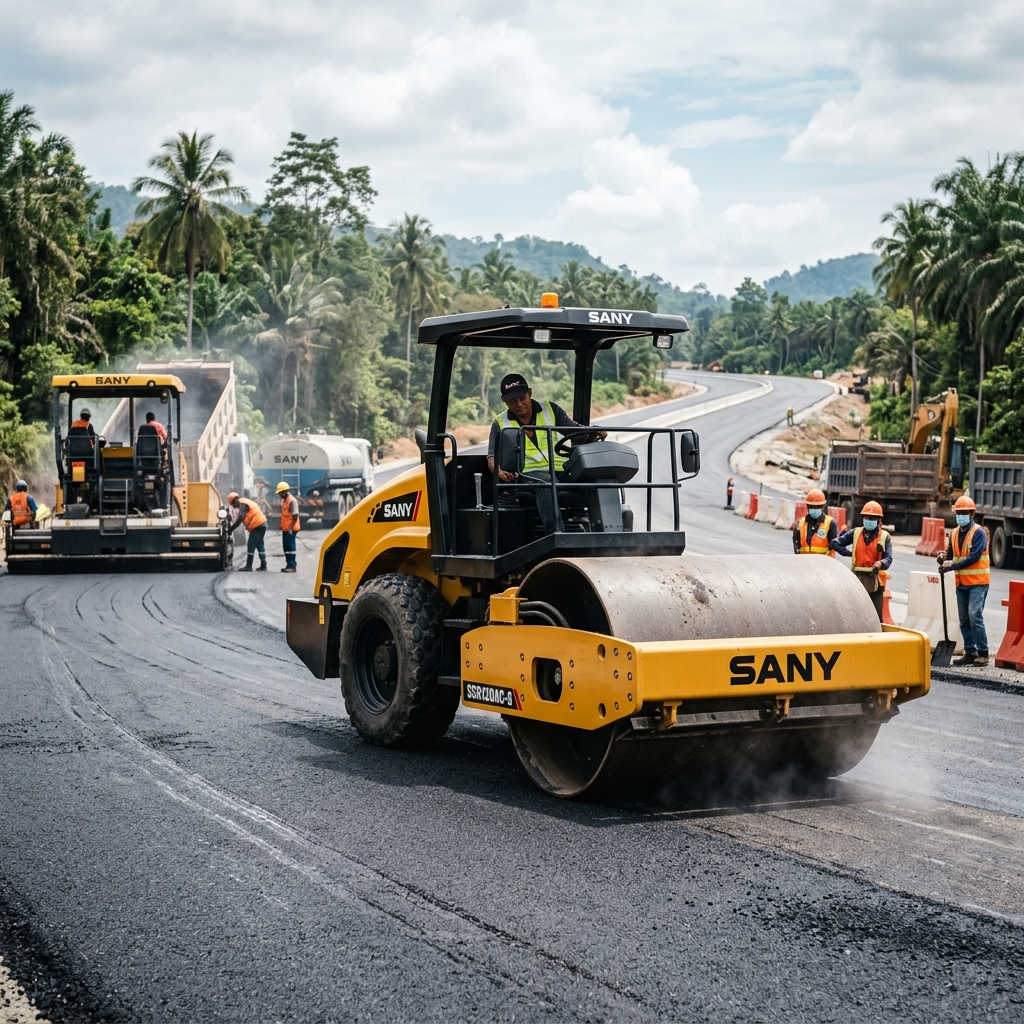 Xe lu rung Sany đầm nén mặt đường